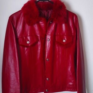 Senso Unico Authentic Italian Red Leather Jacket